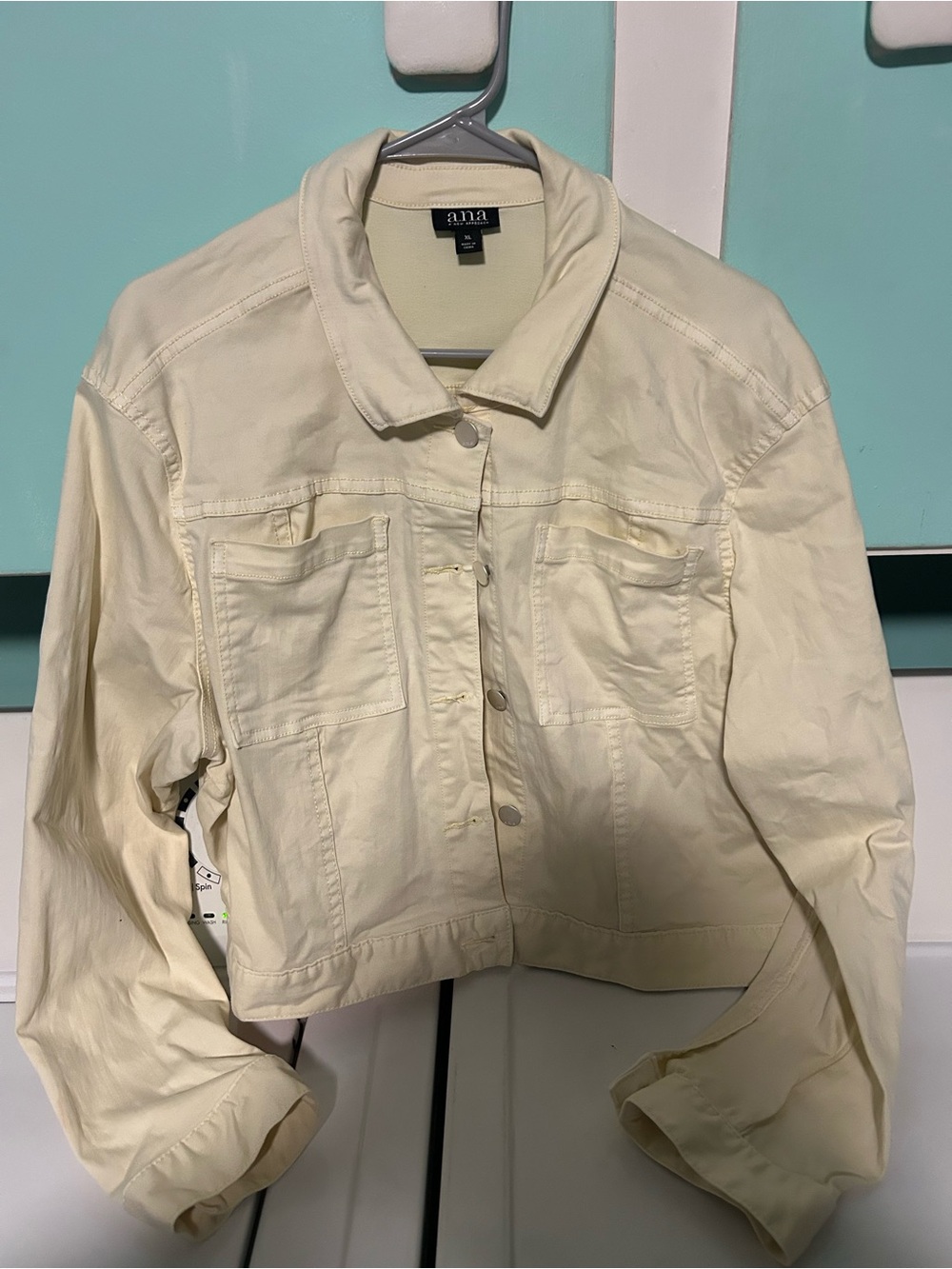 a.n.a Ivory Cropped Denim Jacket